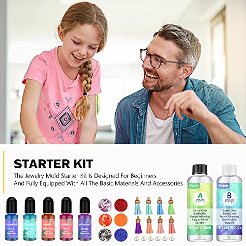 IGaiety Complete Resin Jewelry Making Kit with Silicone Molds for Beginners | 240Pcs Epoxy Resin Kit with Pigments, Findings and Accessories for Earrings, Pendants, Keychains and DIY Gifts - size: XX-Jewelry Mold