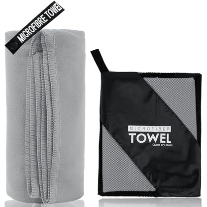Microfiber Travel Towel, Quick Dry Camping & Gym Towel. Compact - color: Gray, size: XS:12"×24"