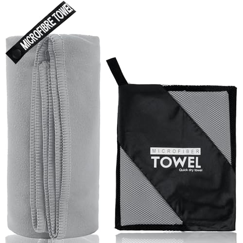 Microfiber Travel Towel, Quick Dry Camping & Gym Towel. Compact | Super Absorbent,Fast Drying,Lightweight,Soft,Suitable for Camping,Backpack,Gym,Swim, Yoga,Hiking - color: Gray, size: XS:12"×24"