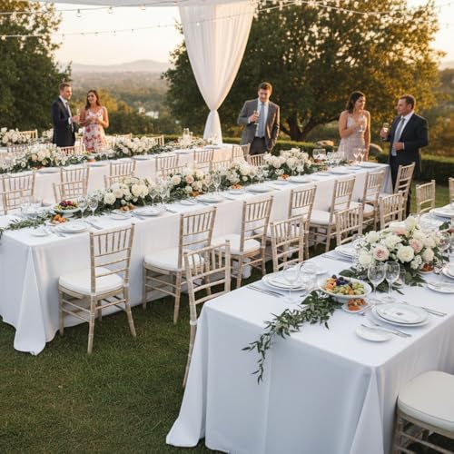 Fitable 10 Pack White Table Cloths 70x120 Inch for 6-8 Ft Rectangle Tables | Stain & Wrinkle Resistant, Washable Polyester Covers for Wedding Party Dining Banquet Event Catering Reception - color: White, size: 70x120 in, 10 Pack