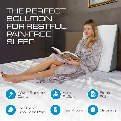 Kolbs Bed Wedge Pillow for Sleep Apnea, FSA Eligible Acid Reflux, and Back Pain Relief, with Chic Jacquard Cover - Headboard Wedges for Sleeping (Standard Width 7.5" Height) - size: Standard Width 7.5" Height - Grey
