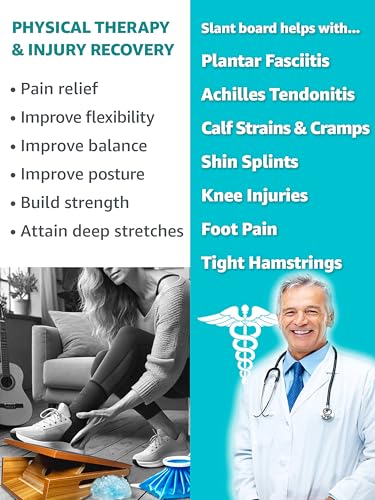 BAM Athletica's Physical Therapy Slant Board for Calf Stretching, Injury Recovery & Fitness | Adjustable Calf Stretcher Incline Board for Plantar Fasciitis Relief, Achilles Rehab, Squats & Exercise - color: Therapyflex Pro Premium | Large Full Coverage