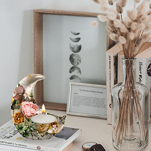 Candle Holder Silicone Mold, 3D Moon Resin Molds, Moon Shape Tealight Trinket Holder Silicone Mould, Cute Cement Concrete Mold, Epoxy Resin Casting Molds for Craft Making Decoration - color: moon