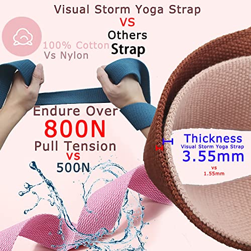 8ft 240g Super Thick Fitness Yoga Strap for Stretching, 3 Color Pure Cotton Durable Fitness Belt Bands Exercise Safe Adjustable D-Ring Buckle Gym Press Rope, Physical Therapy Tools - color: Brown