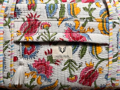 Large Capacity Handblock Printed Yoga Mat bag for Women, Gym Bag, Fits Yoga Blocks, Adjustable strap, Pilates, Gym, Fitness Block & Gear, Light and Durable - color: Summer Time