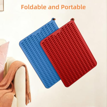 Acupressure Mat for Foot Massage, Silicone Foot Reflexology Mat | Portable Feet Mat for Plantar Fasciitis Relief and Muscle Relaxation - color: Red
