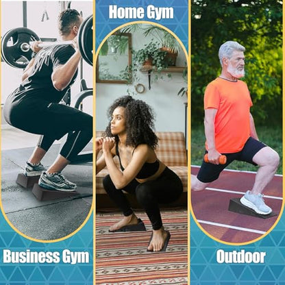 Squat Wedge for Deep Squats Non-Slip: Blocks for Mobility & Leg Training | Heavy-Duty Wedges for Heel Elevated Goblet Squats Barbell Workout & Mobility Training with Guide & Carry Bag for Home Gym