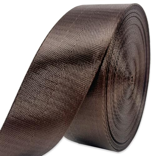 1 1/2" Coffee Nylon Webbing 12yds for Bag Straps Crafts - color: Coffee