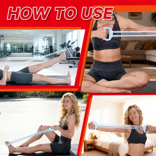 6 Gear Adjustable Resistance Bands, Fitness Resistance Bands Exercise Bands with Comfort Grips, Unisex, for Arms, Chest Extender, Home Workout, Fitness, Pilates - color: Blue