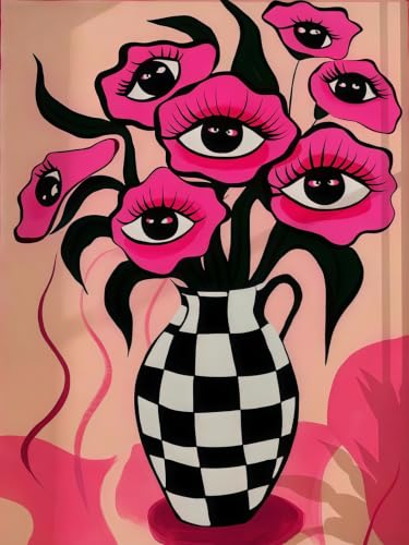 BYGFHLYW 5D Diamond Painting Kit for Adults, Eye Flower Diamond Art Kits | DIY Full Round Drill Cartoon Gem Painting Paint by Diamonds Relaxing Craft for Home Wall Decor 12x16inch - color: KM1267-1