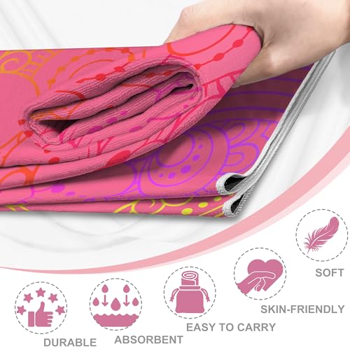 Yoga Towel,Absorbent Yoga Mat Towel for Hot Yoga Non Slip,Stylish Prints,Ideal for Workouts,Hot Yoga,Bikram,Pilates Equipment,72 x 27 in,Pink Flowers - color: Pink Flowers