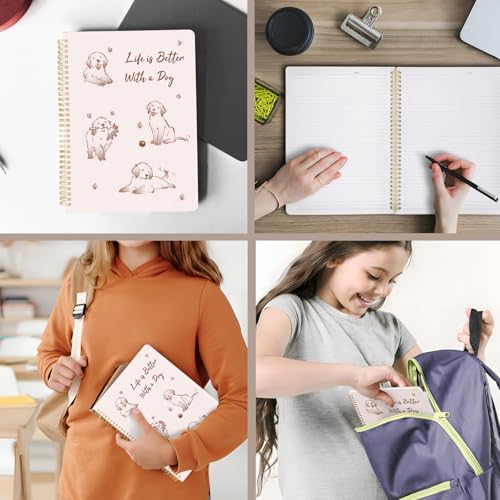 Cute Spiral Notebook journal A4 Aesthetic Pretty Design for Women Girls Kawaii with Pocket, 8.5 x 11 inch, Lined, Better Dog - color: Better Dog, style: Lined