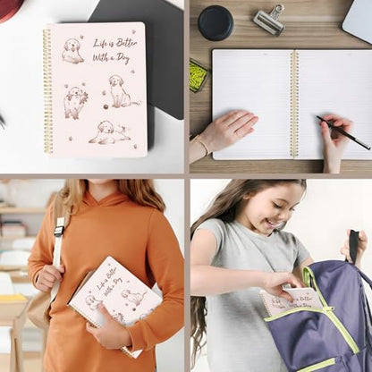 Cute Spiral Notebook journal A4 Aesthetic Pretty Design for Women Girls Kawaii with Pocket, 8.5 x 11 inch, Lined, Better Dog - color: Better Dog, style: Lined