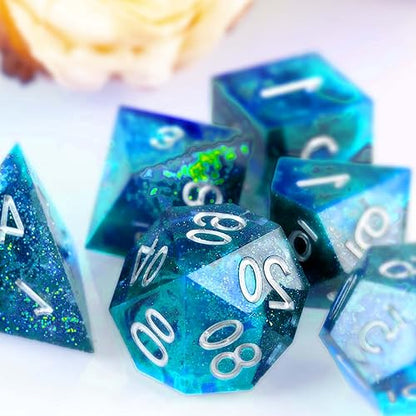 Juome Dice Resin Molds Silicone, DND Dice Silicone Molds for Epoxy Resin | Resin Mold with 7 Standard Stereoscopic Dice Cavities, Resin Mold for DIY Dices Making, Table Board Game Dice Lovers Gift