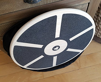 Wood Wobble Board (16") — Includes Carry Bag for Protection — Balance Trainer — Wood — Rounded Smooth Edges — Balance Board Stability Trainer