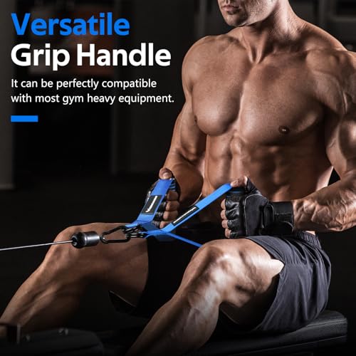 RENRANRING Gym Exercise Handles, Replacement Handle Attachments for Cable Machine Pulleys, Resistance Band and Strength Trainer, Pull Down Workout Accessories, Home Gym Add On Equipment - color: Blue
