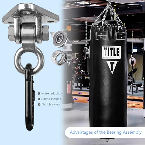 Heavy Duty Swing Hanger Bracket, 1000 lbs Capacity, 304 Stainless Steel Swing Mount with Threaded Hook, for Indoor/Outdoor Porch Swing, Hammock, Gym Rings, Punching Bag Hardware - size: 3 holes-1Pack