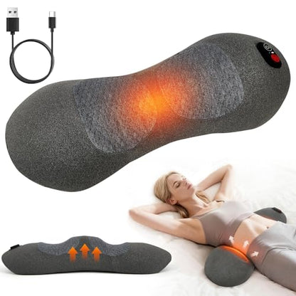 Upgraded 3-in-1 Triple Fusion Back Massager with Heat & Massage Stretch - color: Gray