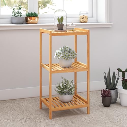 kinbor 3-Tier Bamboo Shelf Freestanding, Bathroom Standing, Natural Bamboo - size: 3-Tier