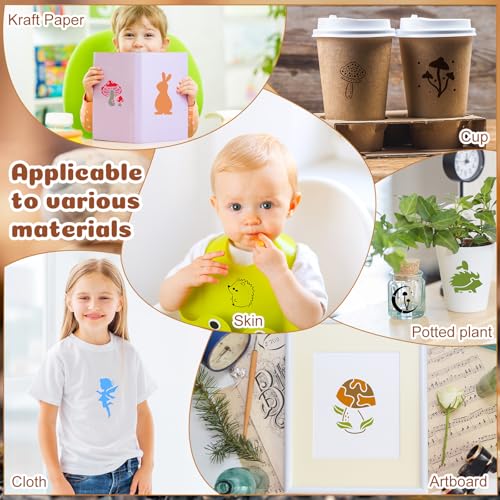Fainne 100 Pcs 2 Inch Mushroom Stencils Small Stencils for Painting | Reusable Craft Stencils, DIY Scrapbook, Wood Wall Fabric Rock Chalkboard Sign Painting, Home Art Decor Projects - style: Mushroom