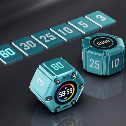 Smart FILP Pomodoro Timer 3/5/10/25/30/60min Preset, Silent & Sound Alarm - color: Turquoise