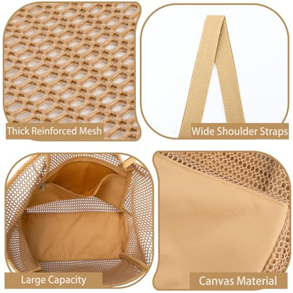Iioscre Beach Bag for Women, Causal Hobo Handbags with Zipper Inner Pocket - color: Khaki-new