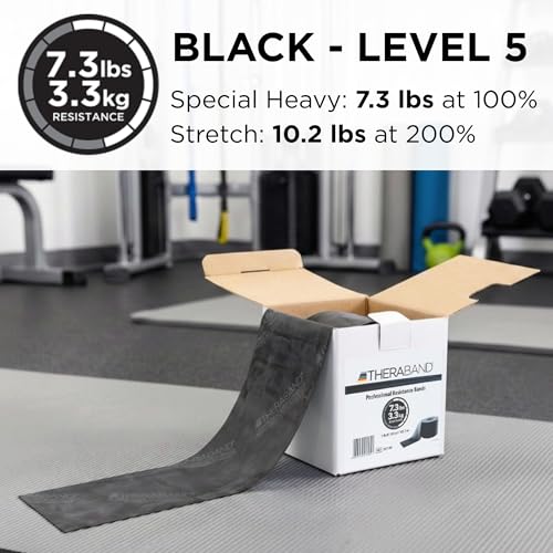 THERABAND Resistance Band, 50-Yard Roll, Latex Elastic Band for Exercise, Stretching, Physical Therapy, Yoga, Pilates, Home Workouts, Cut-to-Length, Color-Coded Levels - color: Black | Special Heavy