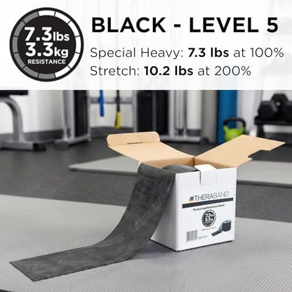 THERABAND Resistance Band, 50-Yard Roll, Latex Elastic Band for Exercise, Stretching, Physical Therapy, Yoga, Pilates, Home Workouts, Cut-to-Length, Color-Coded Levels - color: Black | Special Heavy