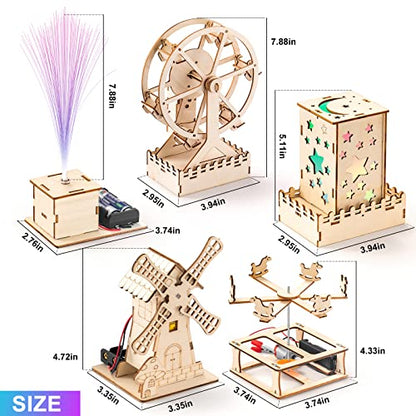 5 Individual STEM Science Kits for Kids, Wood Arts and Craft Kits 8-12 | STEM Toys for Boys Girls Age 8-13 8 10 12 14 Birthday Gift Idea, 3D Puzzles Building Engineering Model Set