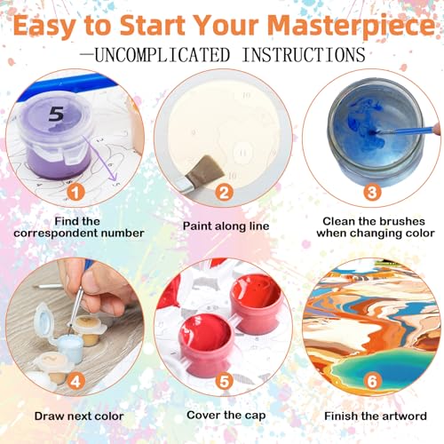 EggSun 6 Pack Framed Paint by Numbers Kit for Adults,Beginners with Wooden Easel,DIY Acrylic Oil Painting Paint by Numbers Kits on Canvas for Home Decor(National Park Landscape,8x12Inch) - style: National Park