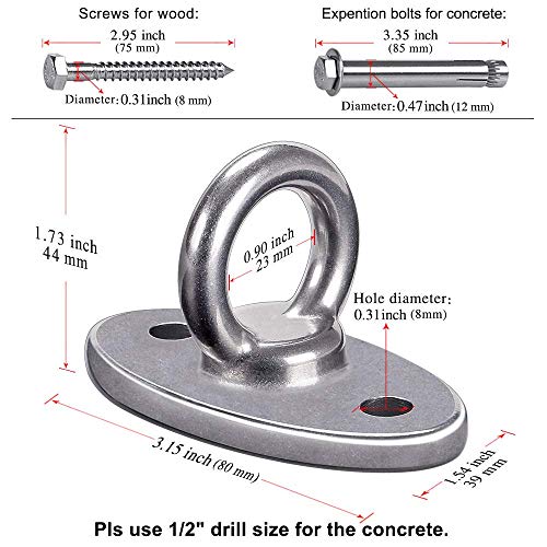 SELEWARE Ceiling Mount Stainless Steel Swing Hanger Wall Ceiling Anchor | Ceiling Hooks for Suspension Straps Aerial Yoga Swing Hammock Chair Resistance Band Gymnastic Ring Battle Rope Heavy Bag - color: Ceiling Mount (2 Pack)