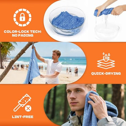 Microfiber Sweat Towel, Quick Dry 3 Pack 27x55 in - color: Blue, size: 27 inch X 55 inch