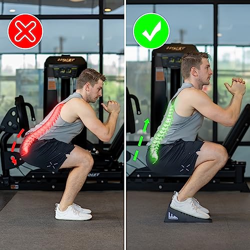 Squat Wedgiez Squat Wedge Pair For Knees Over Toes Training- Anti-Slip Squat Ramps for Lower Body Strength- Slant Board for Squats, ATG Split Squats,Calf Stretching- Squat Wedge Block with Free Video