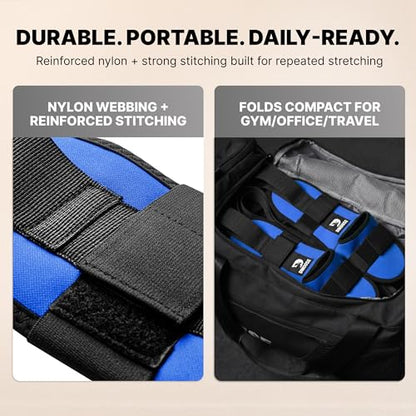 DMoose Fitness Foot & Calf Stretcher with Adjustable Padded Stretching Strap for Plantar Fasciitis, Hamstring, Heel Spurs and Achilles Tendonitis Relief - Yoga Leg Stretch Strap for Flexibility - color: Blue