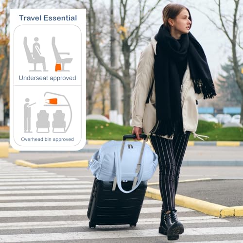 TOPDesign Travel Duffel Bag for Women, Puffer Gym Bag Sports Tote with Wet Pocket, Carry On Weekender with Luggage Sleeve (Ocean Blue) - color: Ocean Blue