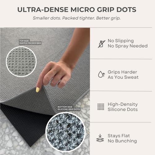 Ayra Hot Yoga Towel Non Slip - Yoga Mat Towel with Grip and Hot Pilates Towel | Microfiber, Ultra Soft and Highly Absorbent 72x26 | Dark Gray
