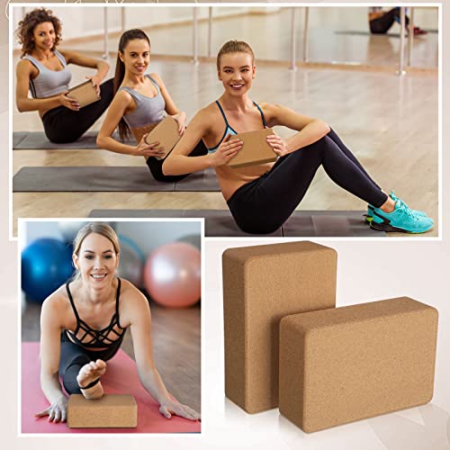 Junkin 6 Pack Cork Yoga Blocks for Supportive Stretching, 9 x 6 x 3 Inches