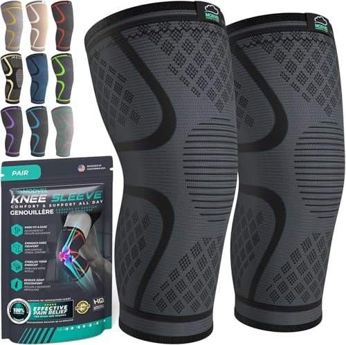 Modvel Compression Knee Brace for Women & Men - 2 Pack Knee Brace for Women Running Knee Pain, Knee Support Compression Sleeve, Workout Sports Knee Braces for Meniscus Tear ACL & Arthritis Pain Relief - color: A Black, size: XXX-Large