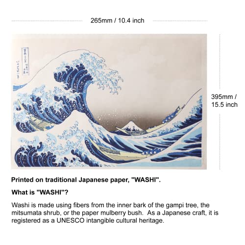 JAPAN MUSEUM, Katsushika Hokusai, Fine Wind Clear Weather Red Fuji | Japanese Fine Art | Ukiyo-e Artwork | Genuine Hand-printed Woodblock Print | Japanese Washi Paper 390mm x 260mm with Picture Frame A1 (hokusai-kanagawa-frame) - color: hokusai-kanagawa-f