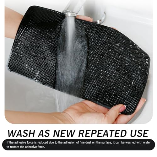 2 PCS Car Dashboard Anti-Slip Mat, 10.62" x 5.9" Grid Pattern High Temperature Resistant Washable Center Console Storage Mat, Double-Sided Self-Adhesive Accessories, for Most Cars (Black)