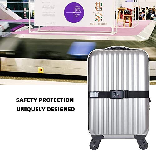 Heavy Duty Luggage Straps TSA Approved with Combination Lock Adjustable Travel Belt for Suitcases (Black) - color: Black-2