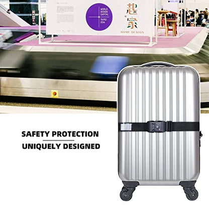 Heavy Duty Luggage Straps TSA Approved with Combination Lock Adjustable Travel Belt for Suitcases (Black) - color: Black-2