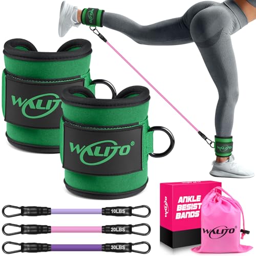 WALITO Ankle Resistance Bands with Cuffs, Exercise Bands for Legs and Butt, Booty Workout Equipment for Kickbacks and Hip Fitness Training - color: Green
