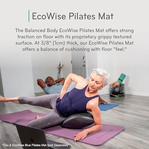 EcoWise Pilates Mat, Purple, Balanced Body Yoga and Floor Exercise Mat | Non-slip exercise mat for Pilates, yoga, or floor workout routines. - color: Purple