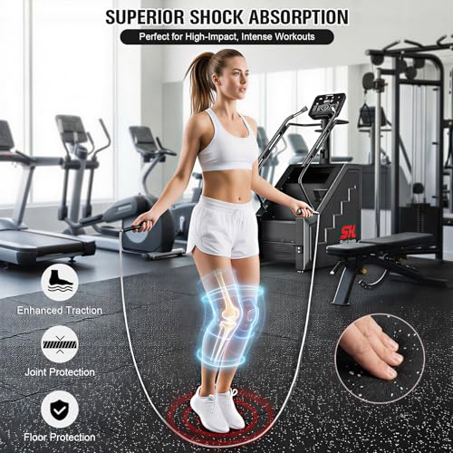 SunHome 0.56" Thick Rubber Top Gym Flooring for Home Gym, High Density EVA Foam Exercise Mats, Interlocking Gym Flooring for Home Gym, Protective Workout Mat, 24 x 24in - size: 24"L x 24"W x 0.6"Th