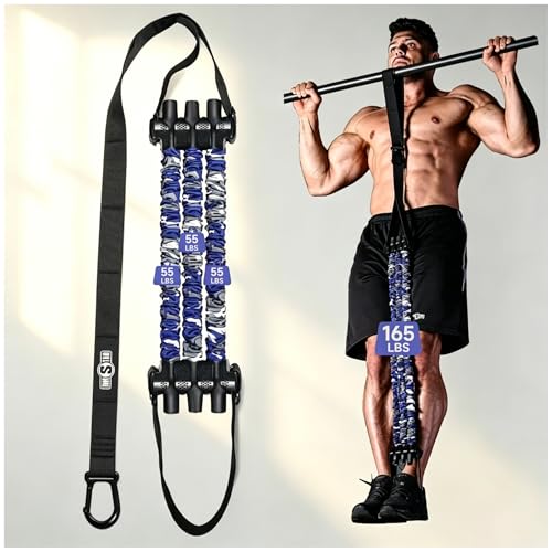 Innstar Pull Up Assistance Bands, Heavy Duty Resistance Band for Pull Up Assist, Adjustable Resistance 165-265lbs with Fabric Feet/Knee Rest, Pull Up Bands Assistance Bands - color: Upgrade Blue 165lbs