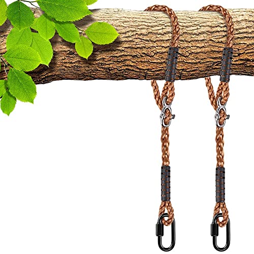 SELEWARE 6.5ft Tree Swing Rope, Adjustable Hammock Straps Hanging Kit - color: Brown - 2 Pack, size: 6.5ft