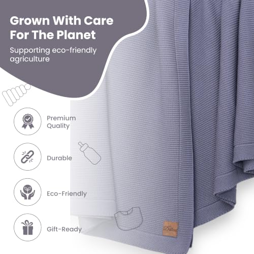 Dalisa Alina GOTS Organic Cotton Throw Blanket, Aegean Blue, 50x60 in - color: Aegean Blue, size: 50x60