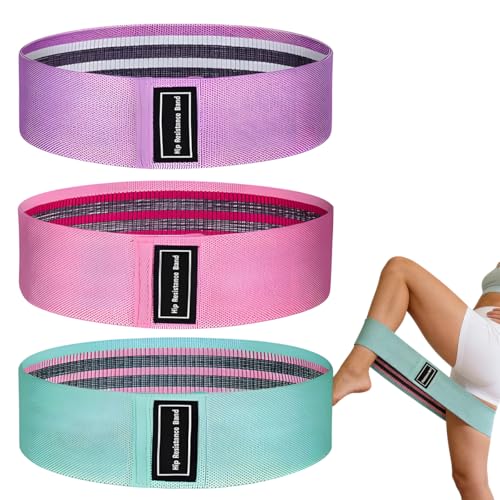 Fabric Resistance Bands for Legs and Butt, Non-Slip Booty Bands for Gym Yoga Squat, Glute Exercise Loops with Carry Bag - color: 3Pcs