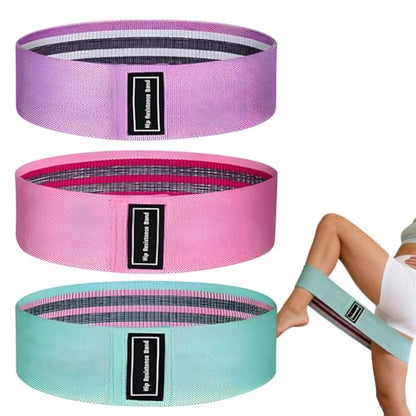 Fabric Resistance Bands for Legs and Butt, Non-Slip Booty Bands for Gym Yoga Squat, Glute Exercise Loops with Carry Bag - color: 3Pcs